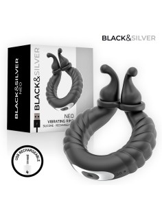 BLACK  SILVER - NEO RECHARGEABLE COUPLES' VIBRATING RING...