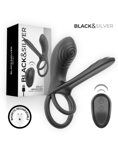BLACK  SILVER - RIPLEY RECHARGEABLE VIBRATING RING WITH...