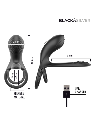 BLACK  SILVER - RIPLEY RECHARGEABLE VIBRATING...