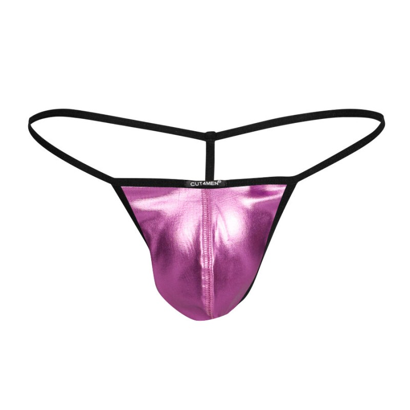 CUT4MEN - TANGA PROVOCATIVE CUERO NEGRO XL