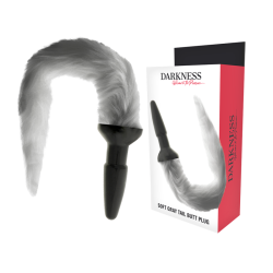DARKNESS - PLUG ANAL SILICONA CON COLA GRIS 2